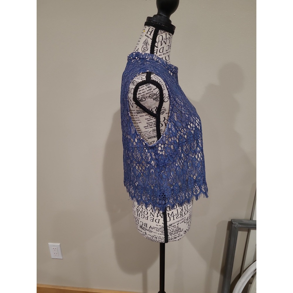Anthropologie Seen Worn Kept‎ Lace tank blue regal dainty feminine Women SZ 8 - Picture 5 of 12